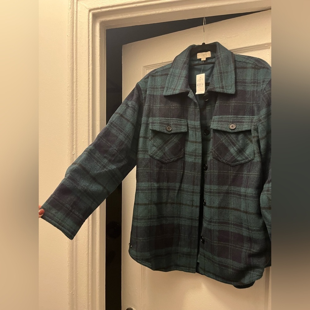 LOFT Plaid Shacket - Picture 2 of 7
